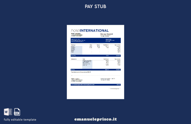 modello di libro paga Hotel International in stile verificato